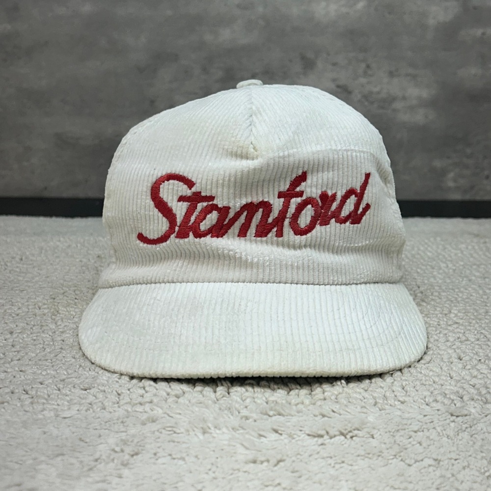 90s Vintage Stanford Cardinal Corduroy Script Snapback Hat OSFA Embroidered